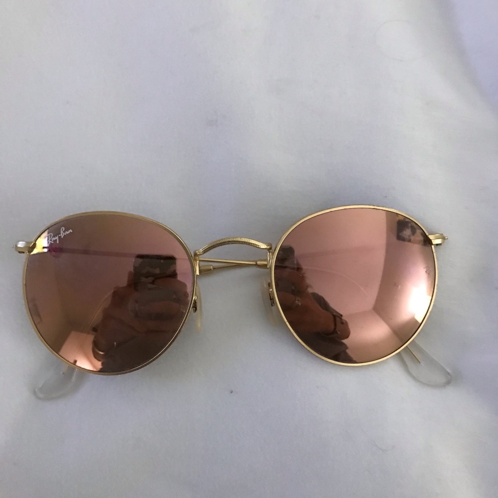 Authentic rose gold Ray-Bans RB 3447 round metal